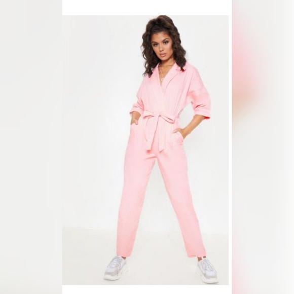 denim jumpsuit pink